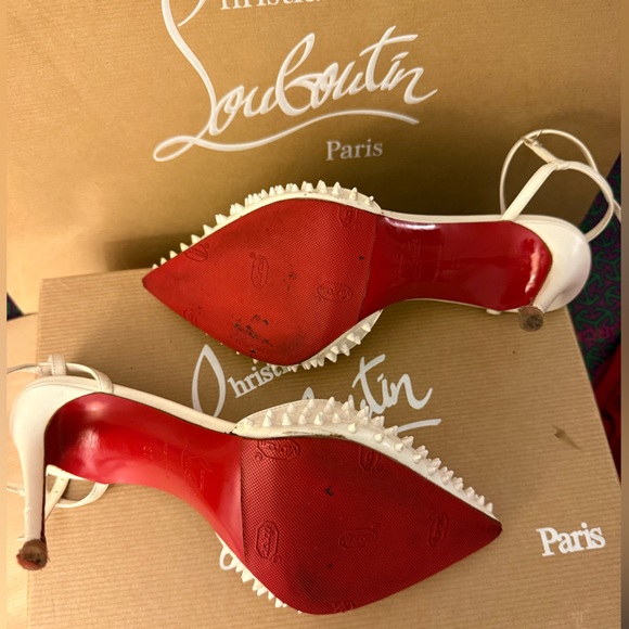 Christian Louboutin Baila Spike 100 kid neige/neige . - Picture 11 of 12